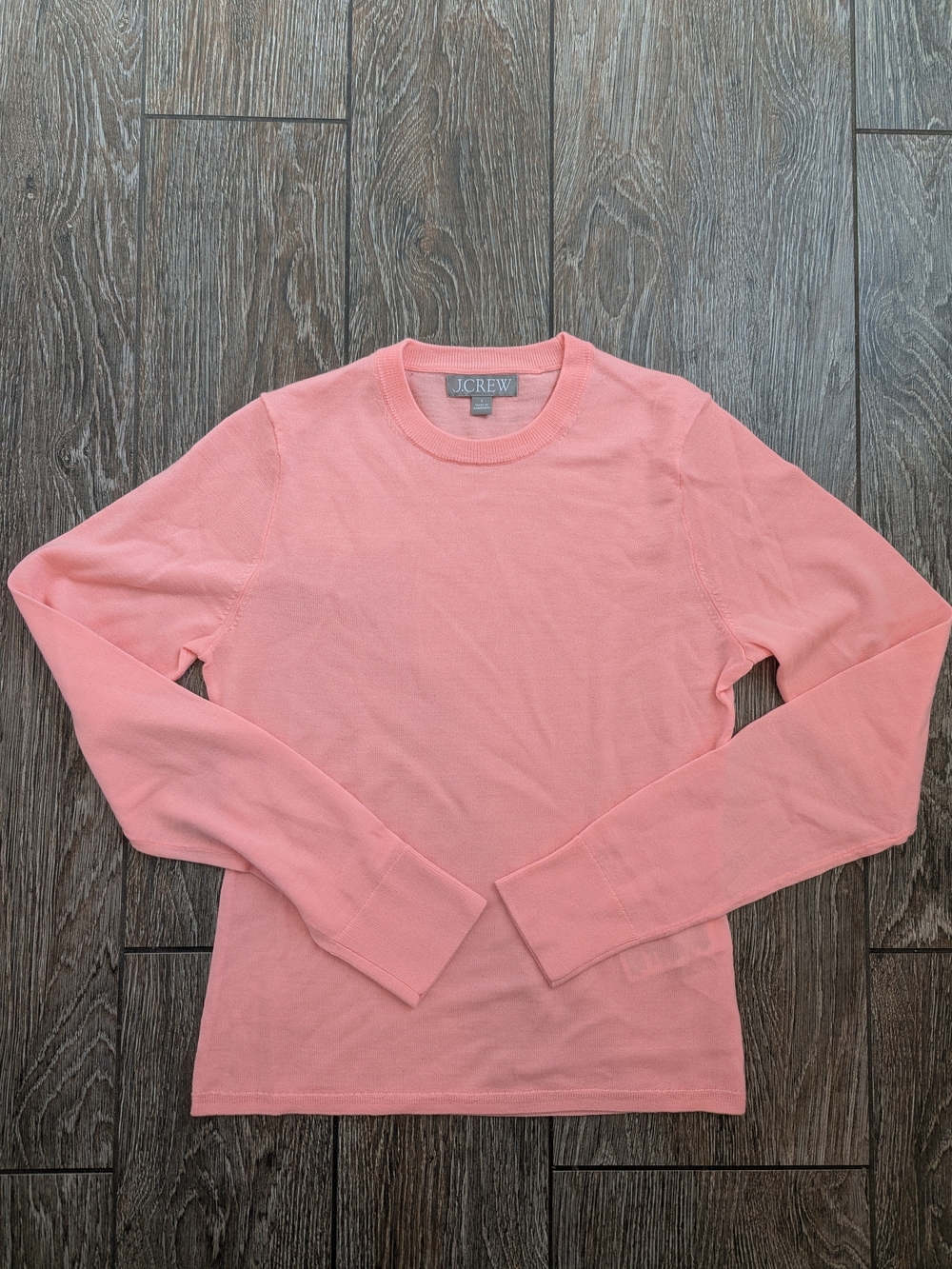 J. Crew Coral Pink Wool Blend Sweater Small Crew Neck Lightweight